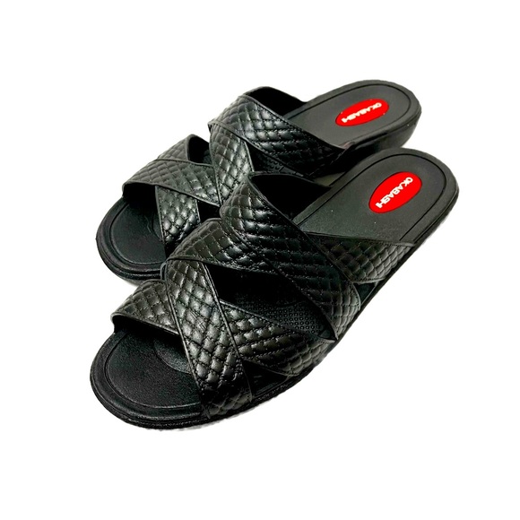 Okabashi Black Cross Strapped Sandals size M(6.5-7.5) EUC - Picture 1 of 5